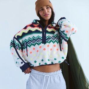 Mountain High Printed Half Zip Fleece: Isle - Knit Ivory Combo